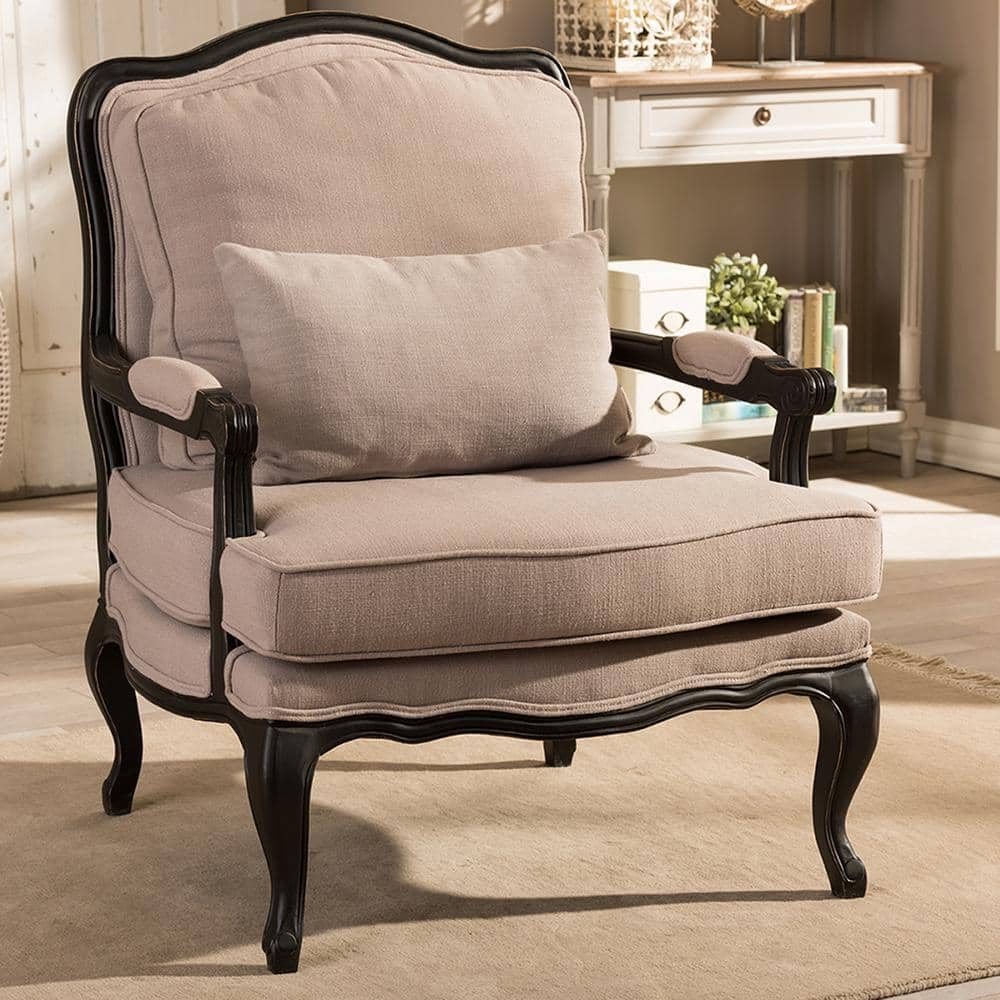 Baxton Studio Antoinette Beige Fabric Upholstered Accent Chair-28862