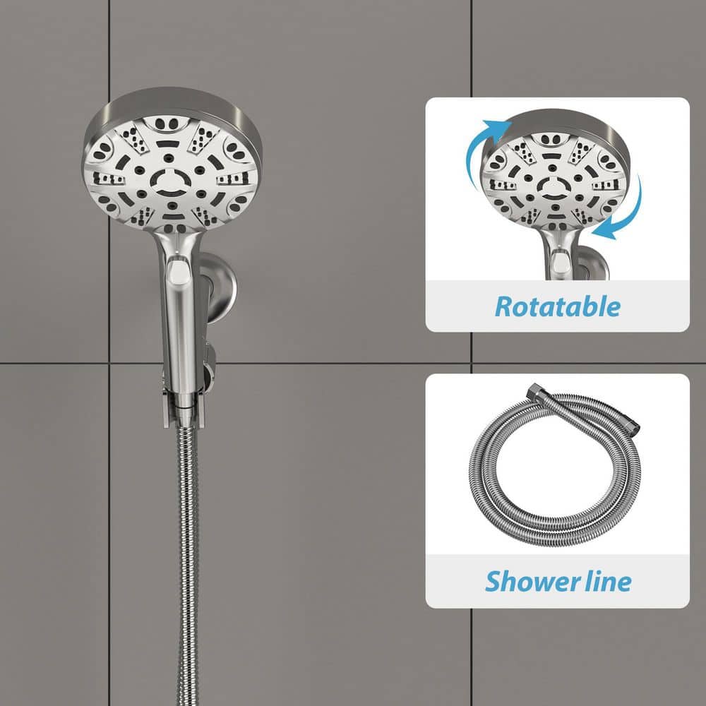 Chrome 8-Spray Wall Mounted Handheld Shower Head