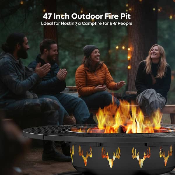 Bestier 47 in. Wood Burning Fire Pit Outdoor Backyard Patio Fire
