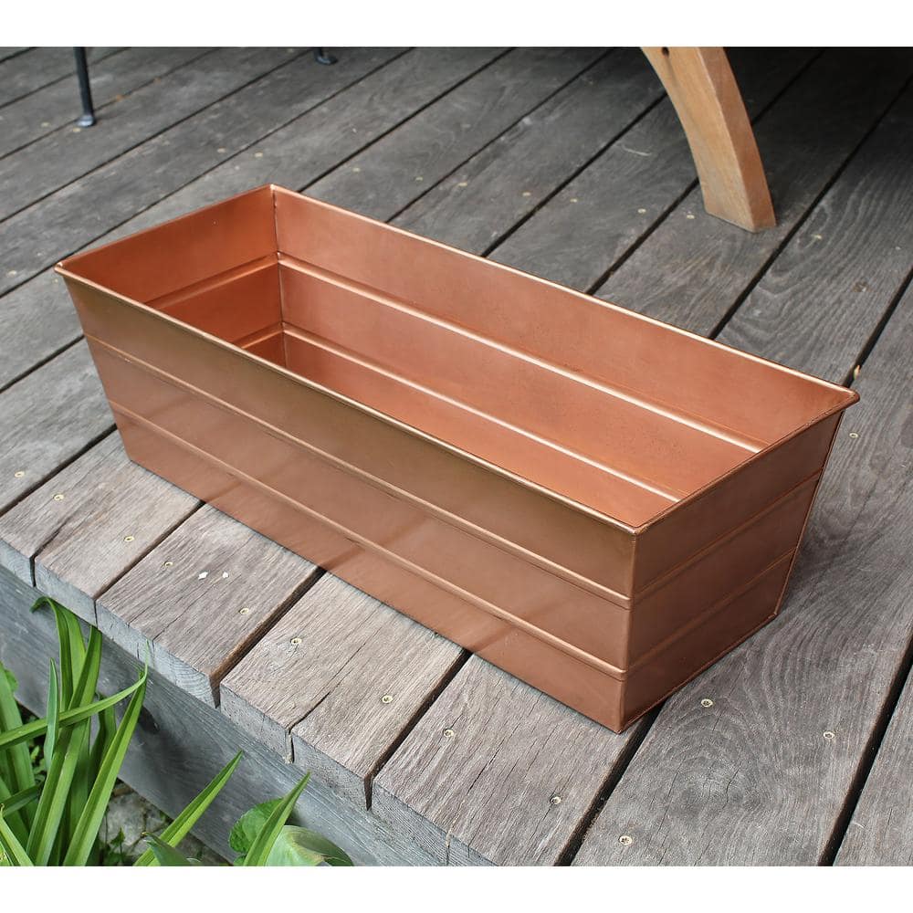 Medium Copper Plated Steel Window Flower Box Planter