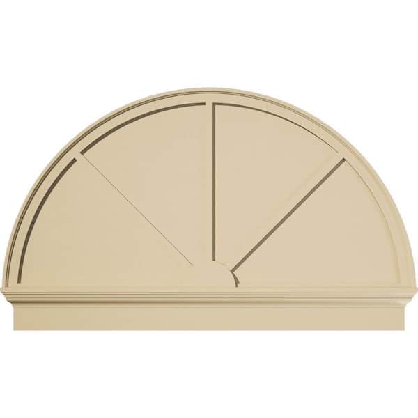 54-in W x 33-3/4-in H x 2-3/4-in P Half Round 3-SpokeSignature Urethane Combination Pediment, Primed Tan