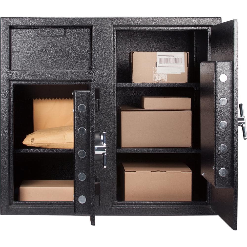 Large Black Steel Dual Compartment Keypad Depository Safe