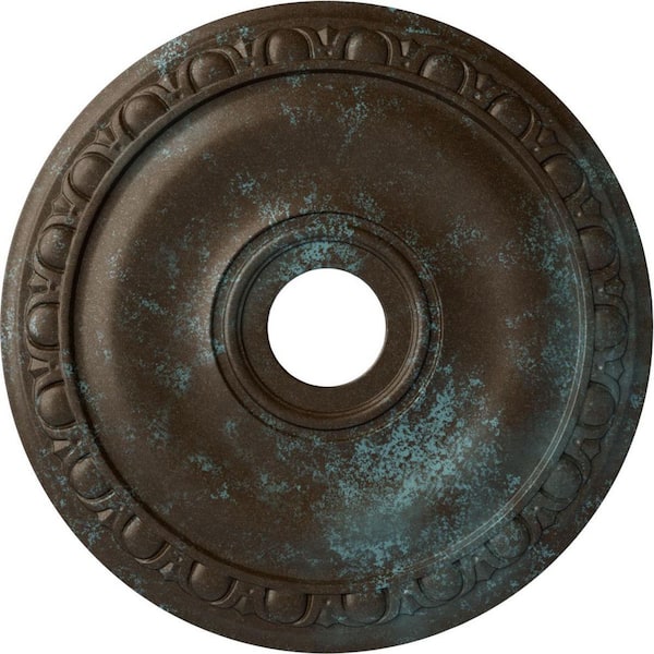 Ekena Millwork 1" x 20" x 20" Polyurethane Jackson Ceiling Medallion, Hand-Painted Bronze Blue Patina
