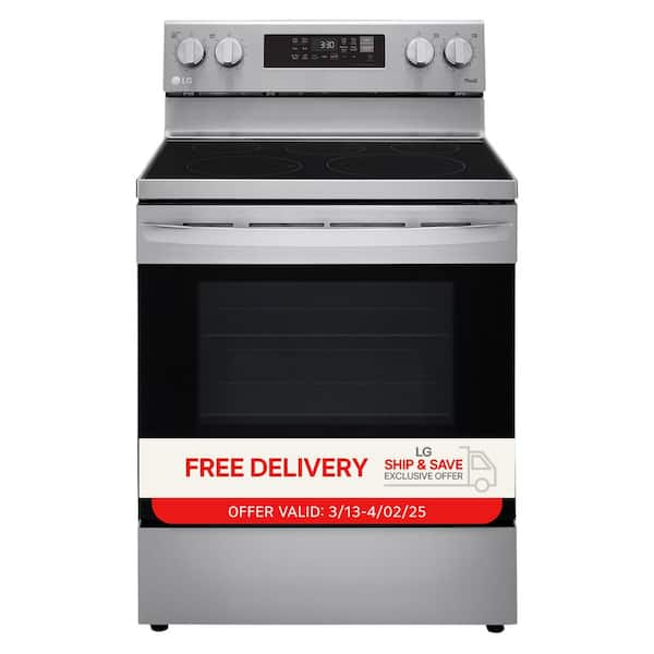 30 in. 6.3 cu. ft. Smart Wi-Fi Enabled Fan Convection Electric Range Oven with AirFry and EasyClean in. Stainless Steel