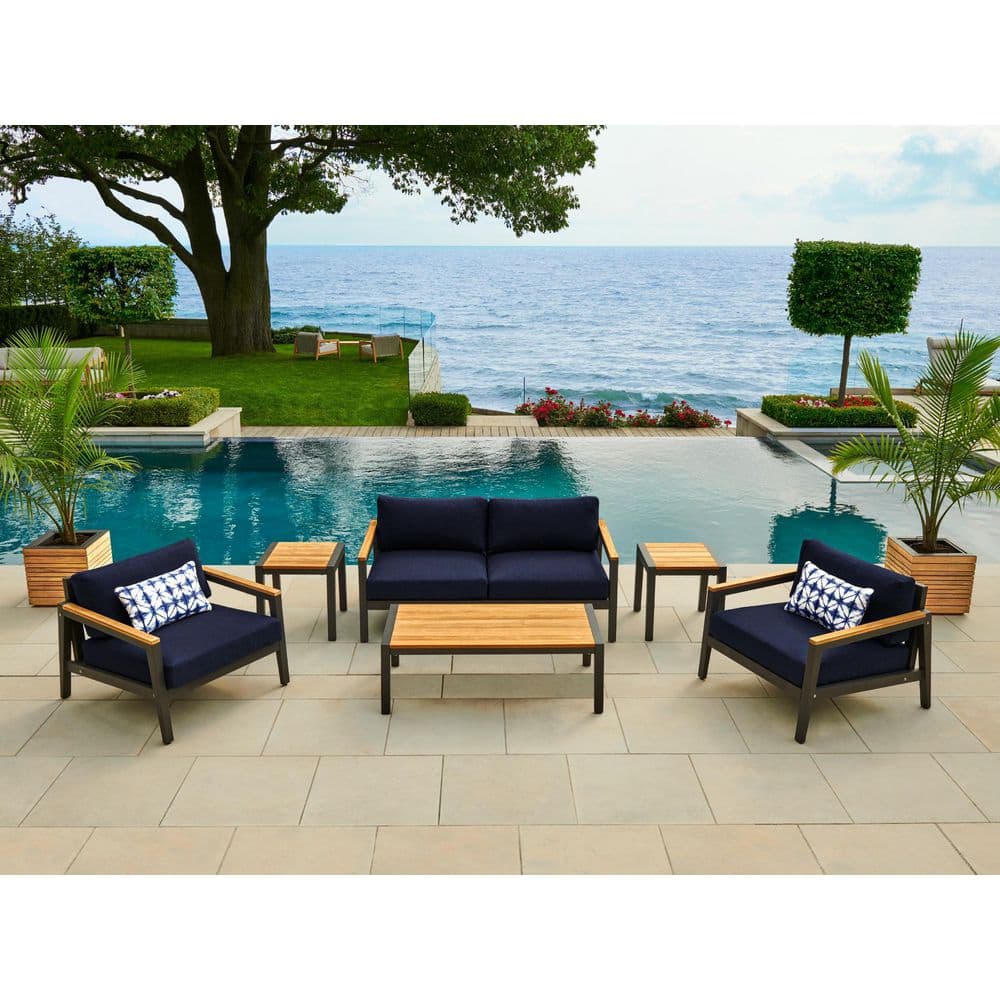 Rhodes Collection Black Aluminum Chat Chairs with White Cushions