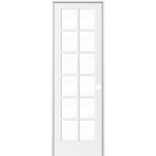 Krosswood Doors 30 in. x 96 in. 12-Lite Solid Hybrid Core MDF Primed Composite Left-Hand Single Prehung Interior Door