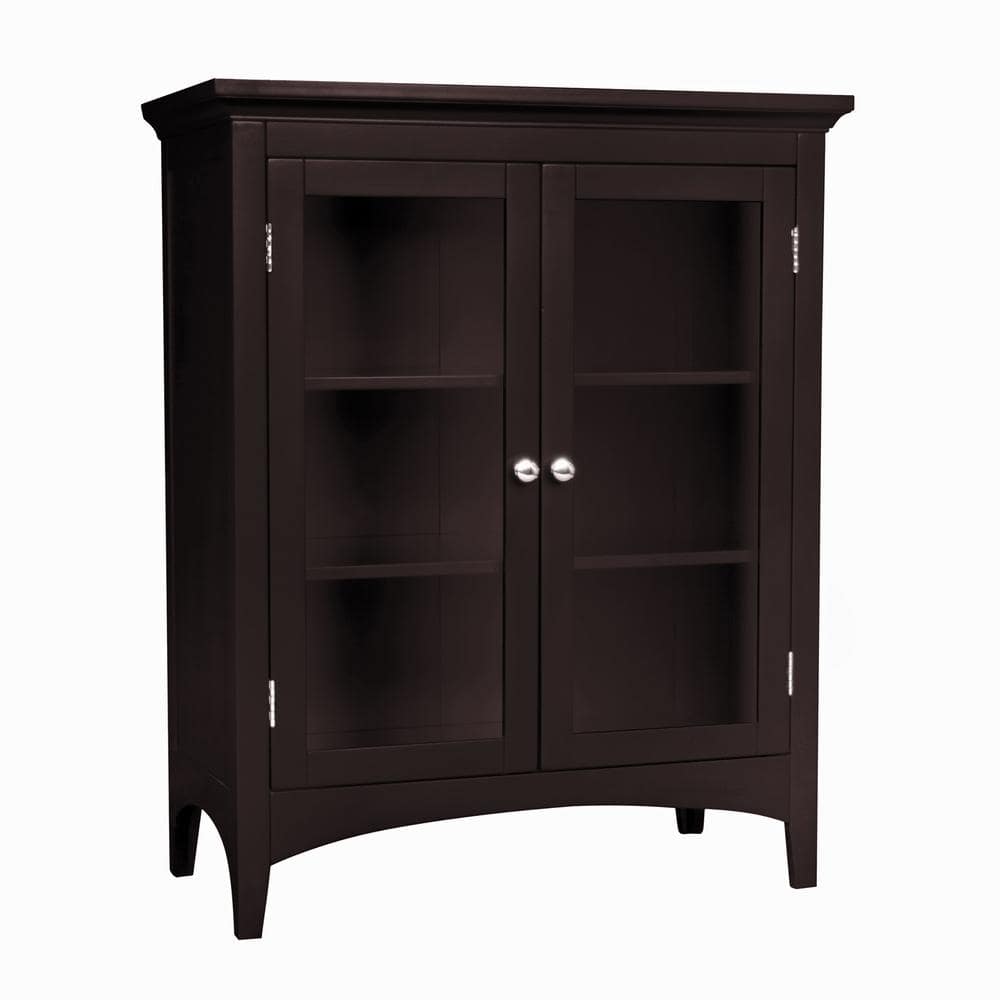 Madison Dark Espresso MDF Bathroom Floor Cabinet with Glass Doors