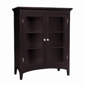 Madison 26 in. W x 13 in. D x 32 in. H Brown Wooden Floor Linen Cabinet with 2 Adjustable Shelves in Dark Espresso