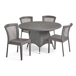 Armstrong Gray 5-Piece Faux Rattan Outdoor Patio Dining Set