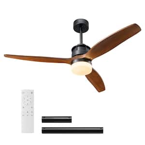 52 in. Integrated LED Indoor Matte Black Ceiling Fan with Light Kit and Remote Control