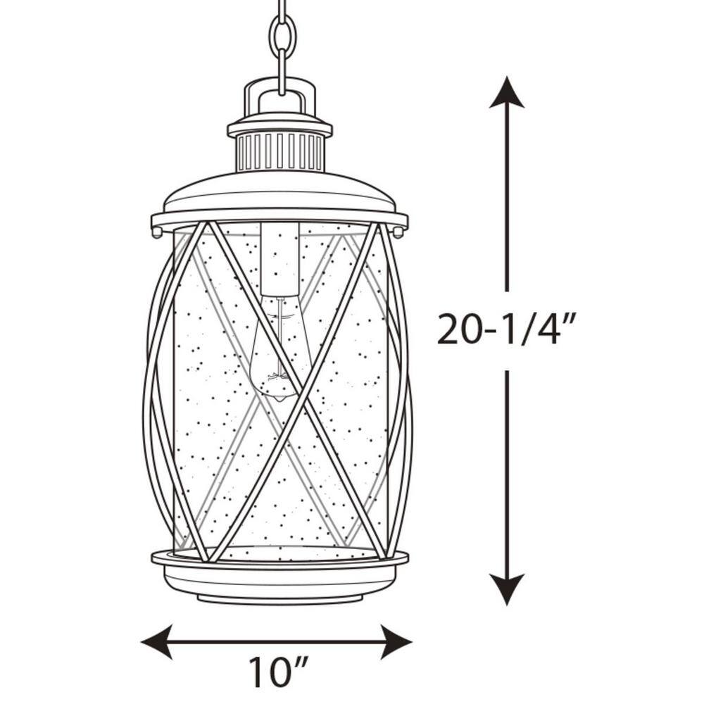 Black Glass Farmhouse Indoor/Outdoor Hanging Lantern, 10" x 20.25"