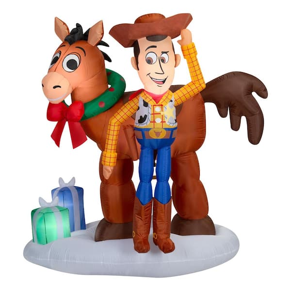 6 ft. Tall 6 ft. Wide Woody and Bullseye with Presents Christmas Inflatable