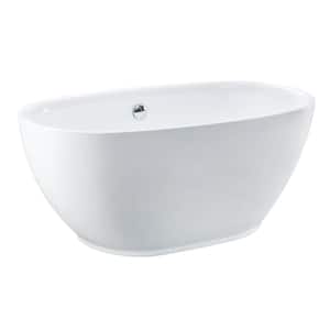 Aqua Eden 55 in. x 30 in. Acrylic Freestanding Soaking Bathtub in Glossy White with Built-In Overflow Drain