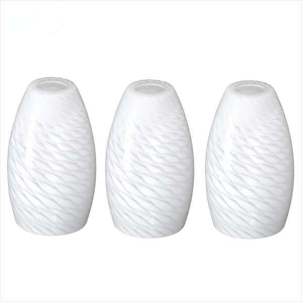 7.64 in. White Milk Shiny Scale Glass Globe Pendant Light Shade with 1.65 in. Fitter (Not Included) (3-Pack)