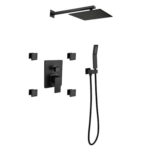 2-Spray 10 in. Dual Shower Head and Handheld Shower Head 2.5 GPM in Black