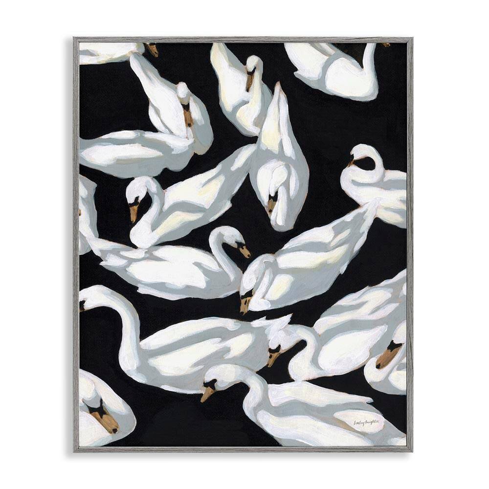 Overlapping Swans on Black by Haley Knighten Gray Framed Animal Giclee Art Print 30 in. x 24 in. price history on PriceWatchPro