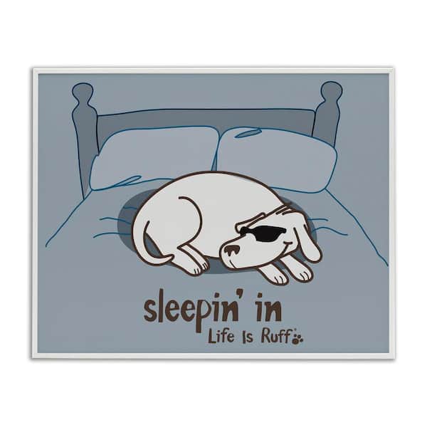 Stupell Industries Sleeping In Dog by LIR White Framed Animal Giclee Art Print 16 in. x 20 in.