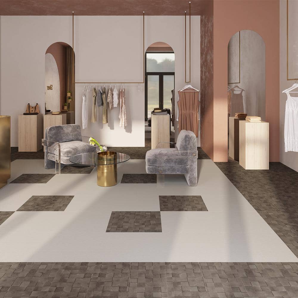 Faded Block 12" x 24" Adhesive Vinyl Tile Flooring
