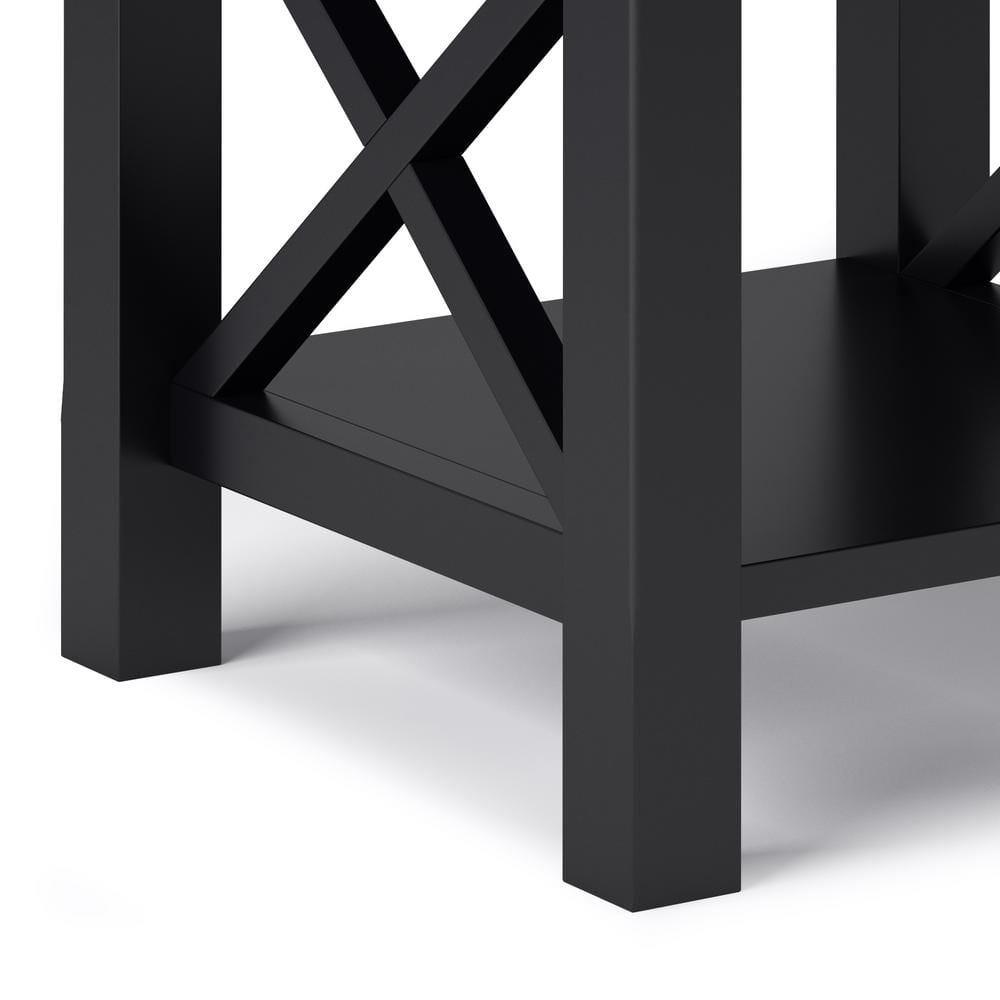 Black Pine Wood End Table with Storage Drawer