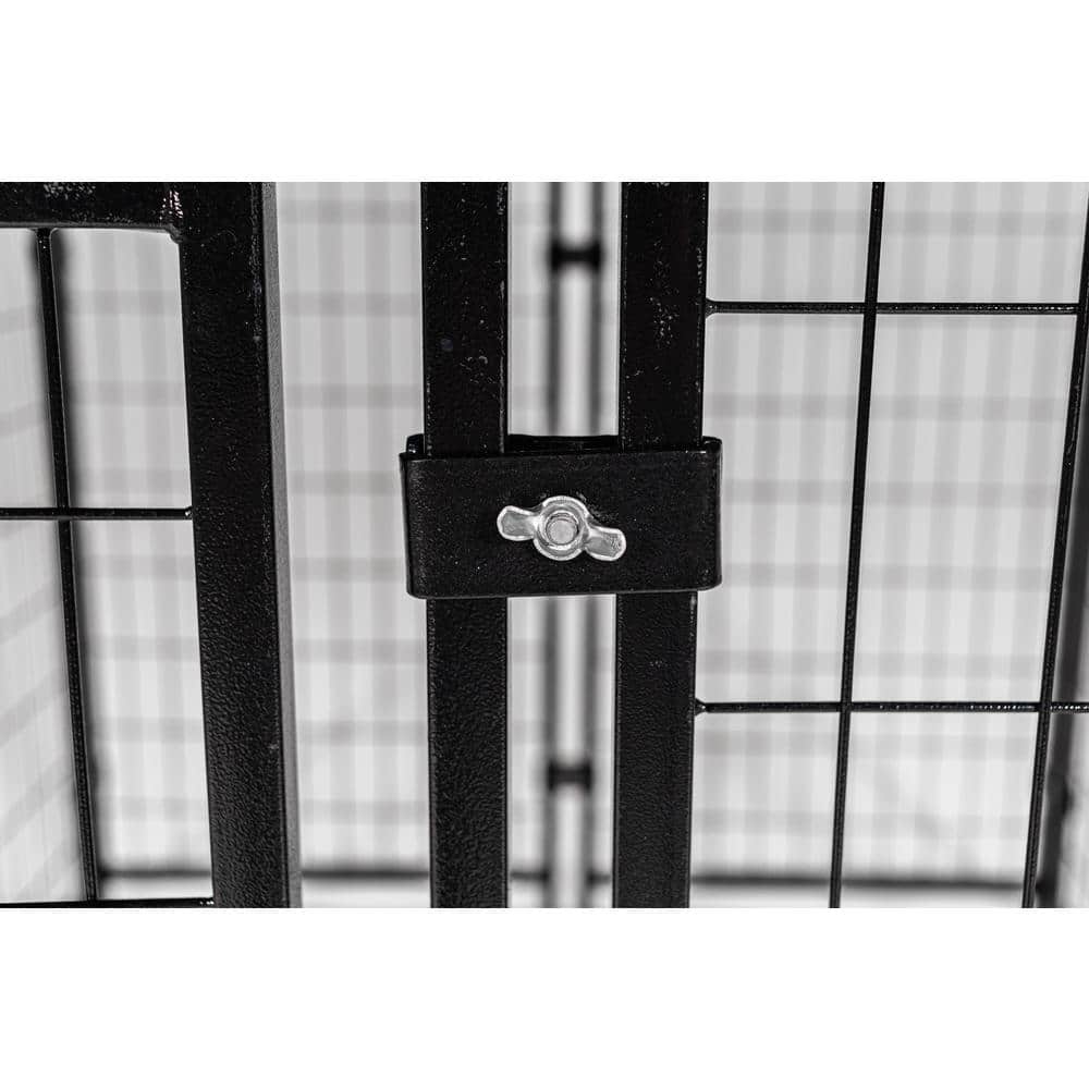 Gray Steel Frame Dog Kennel with Waterproof Canopy Roof