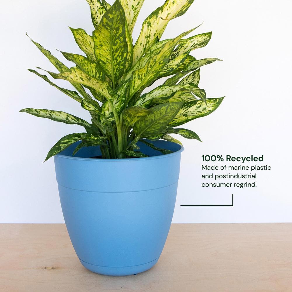 Ocean Blue 20" Recycled Plastic Indoor/Outdoor Planter with Removable Saucer