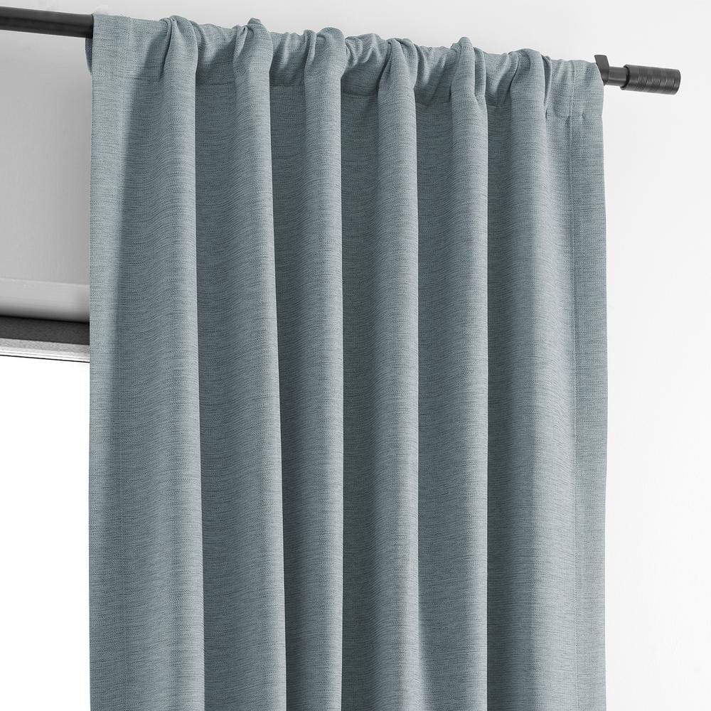 Gulf Blue Polyester Blackout Puddle Length Window Panel