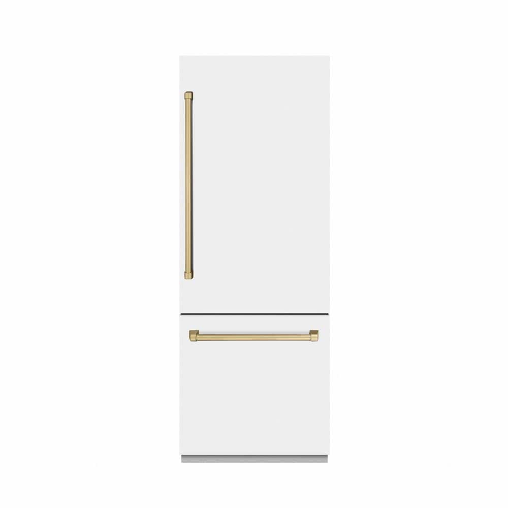 30 in. 16.1 cu. ft. Built-In Bottom Freezer Refrigerator in Matte White with Graphite Gray Interior and Bronze Accents price history on PriceWatchPro
