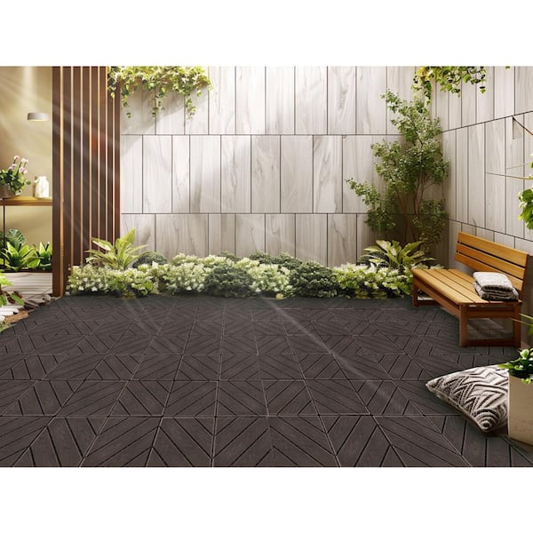 Tidoin Outdoor 1 ft. x 1 ft. Composite Deck Tile in Light Coffee(35 Per Box)