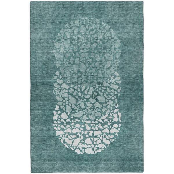 Dream Shag Premium Machine Washable Abstract ADS643 Teal 9 ft. x 12 ft. Area Rug