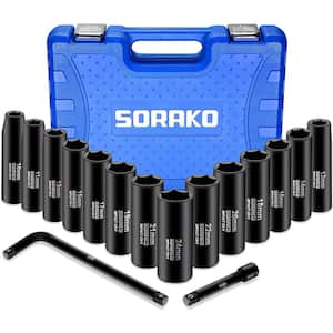 1/2 in. Metric Impact Socket Set, Include 14-Pieces Sockets, 5 in. Extension Bar and 10 in. L Handle with Portable Case