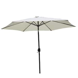 9 ft. Steel Market Outdoor Tilt and Crank Umbrella in White