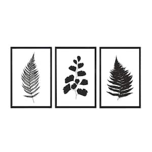 Botanical Ferns Framed Canvas Wall Art - 12 in. x 18 in. Each, by Kelly Merkur 3-Piece Set Black Frames