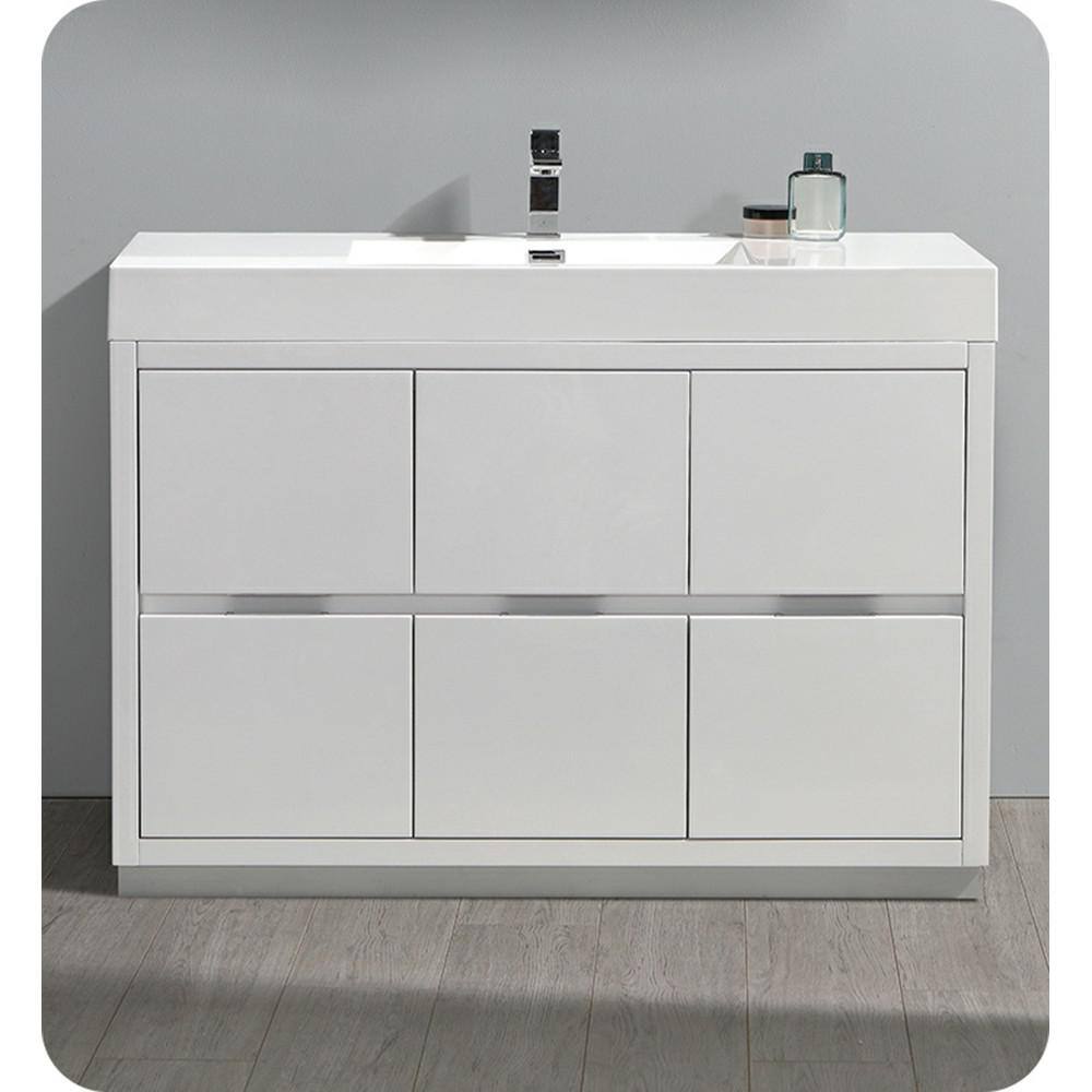 Glossy White 48" Modern Freestanding Bathroom Vanity Cabinet