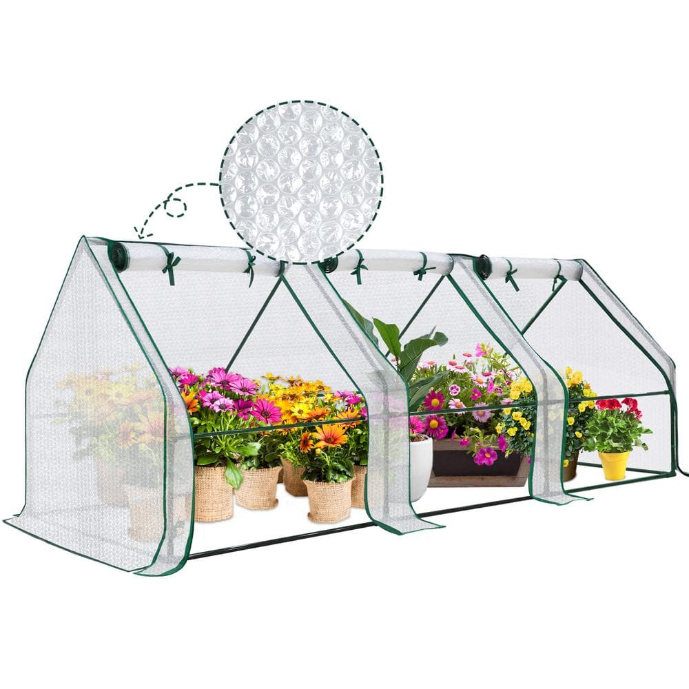 Green 96'' x 36'' x 36'' Mini Tunnel Greenhouse with Bubble Film Cover
