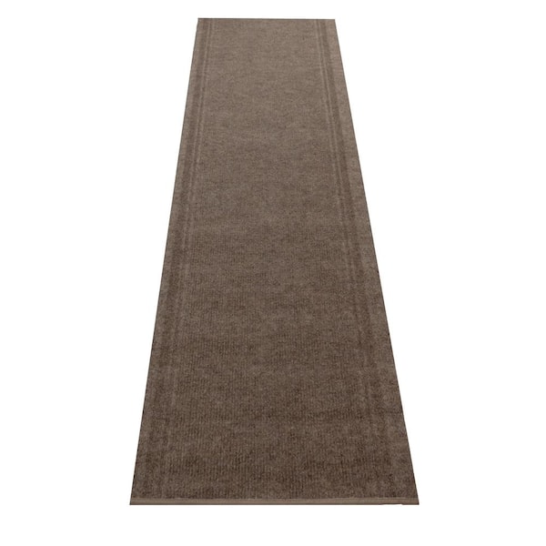 Custom Tracker Indoor/Outdoor Hallway Runner Rug 2 ft. 2 in. W x 28 ft. L Beige Polyester Garage Flooring