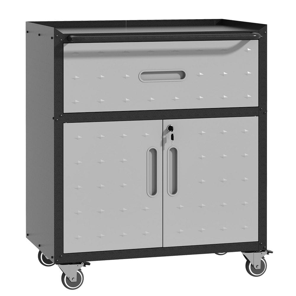 16.5 in. W 1 Drawer and 2 Locking Doors Steel Grey Garage Rolling Storage Tool Carts for Garages and Warehouses price history on PriceWatchPro
