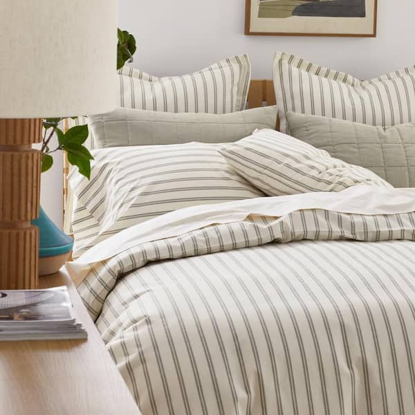 Narrow Stripe T200 Yarn Dyed Cotton Percale Flat Sheet