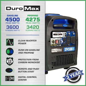 4500-Watt 223cc Push Button/Remote/Recoil Start Dual Fuel Digital Inverter Hybrid Portable Generator with CO Alert