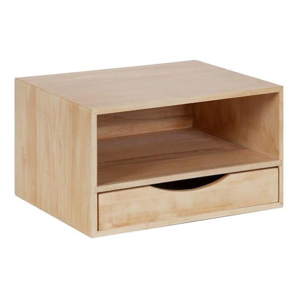 Hutton 12.50 in. Natural Rectangle Wood Floating End Table
