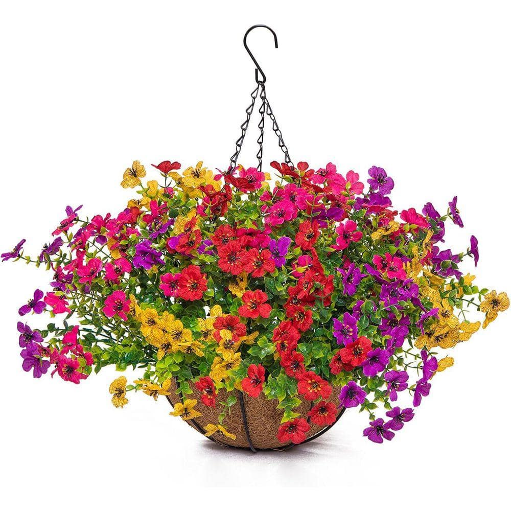14 in. Multi-Colored Outdoor Artificial Mums Realistic Flowers