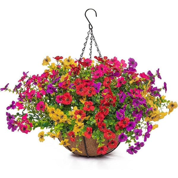 14 in. Multi-Colored Outdoor Artificial Mums Realistic Flowers