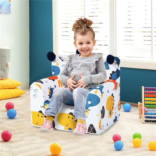 Dinosaur Multi-Color Velvet Armchair (Set of 1)