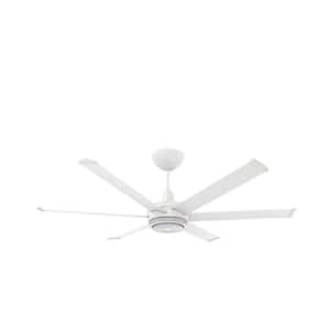 es6 60 in. Indoor White Smart Ceiling Fan with LED Light Kit Chromatic Uplight Motion Detection and Voice Control