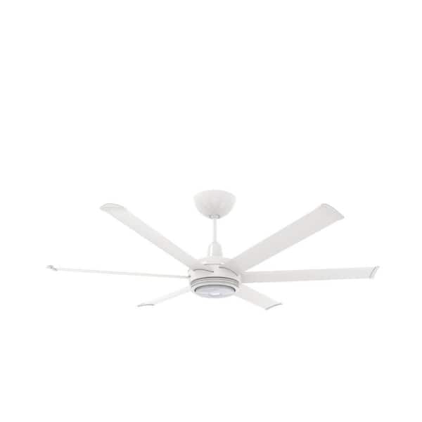 Big Ass Fans es6 60 in. Indoor White Smart Ceiling Fan with LED Light Kit Chromatic Uplight Motion Detection and Voice Control