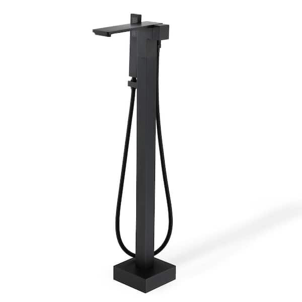 Single-Handle Freestanding Tub Faucet with Hand Shower in Matte Black