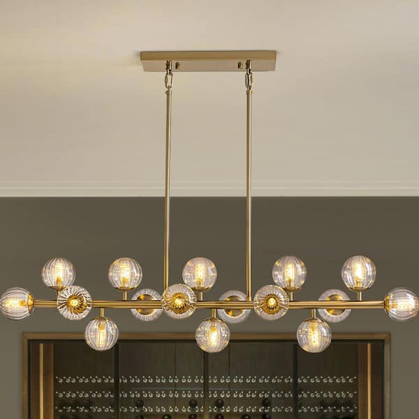 Thesis Julep 64 in. 8-Light Brushed Gold Linear Chandelier with