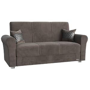 Alex Collection Convertible 63 in. Grey Microfiber 2-Seater Loveseat with Storage