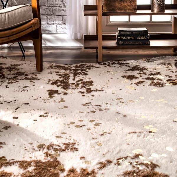 Faux Cowhide Rug, Premium Cow Print Rugs for Bedroom, Large Cow Hide Area  Rug, F