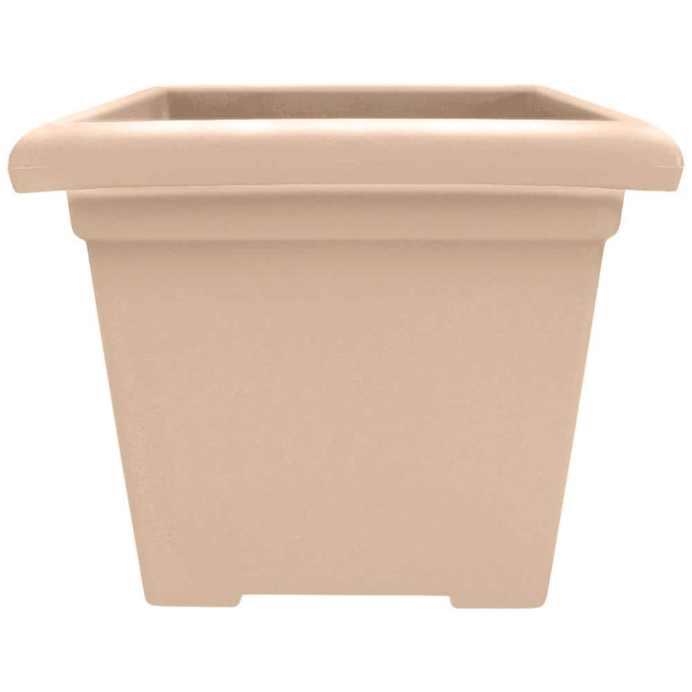 ROS15500A34 15.5 in. Sandstone Brown Plastic Outdoor Square Accent Planter