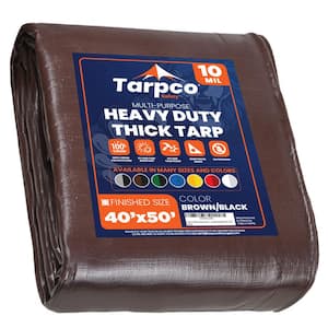 40 ft. x 50 ft. Brown/Black 10 Mil Heavy Duty Polyethylene Tarp, Waterproof, UV Resistant, Rip and Tear Proof